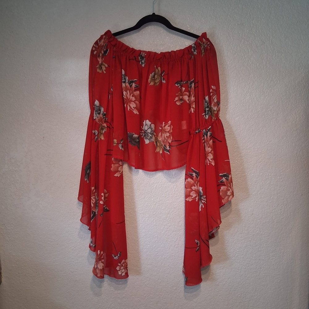 Live 4 Truth Red Floral Off-Shoulder Blouse